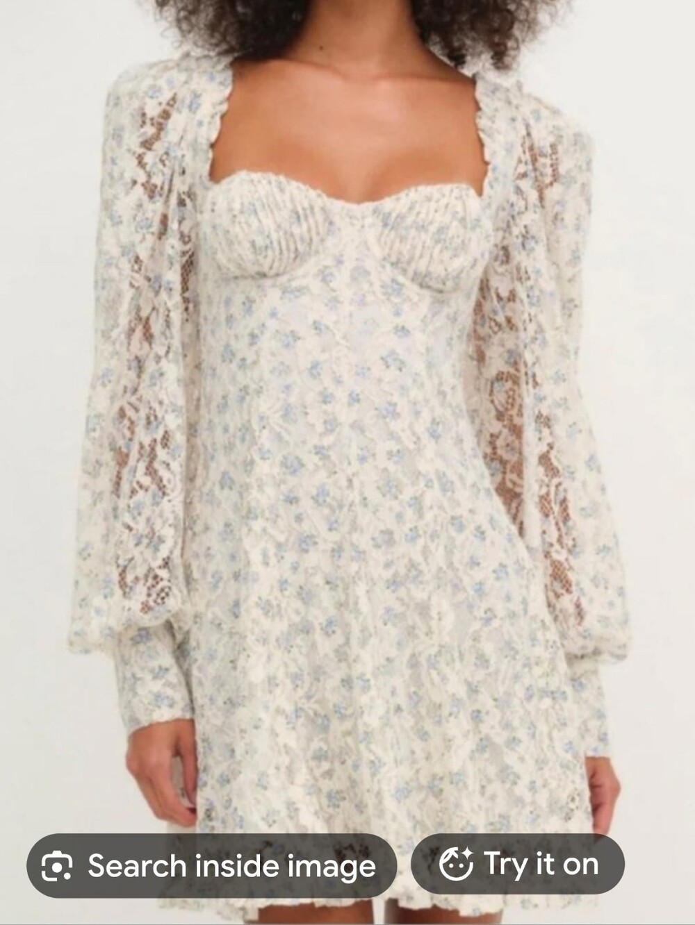 For Love and Lemons Donna Floral Lace Mini Dress stands out with its sheer puff